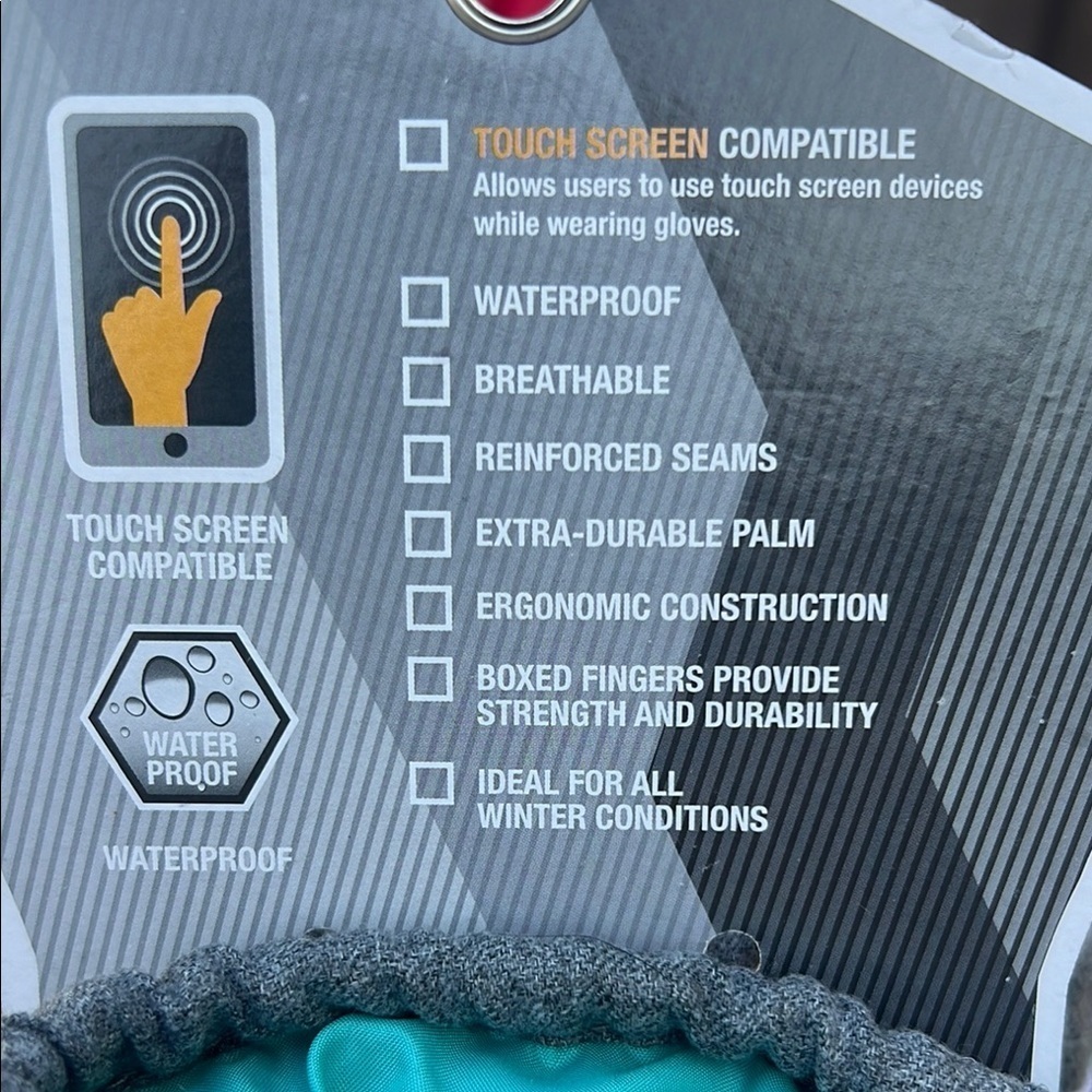 Gray Waterproof Snow Gloves View 5